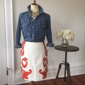 ANTHROPOLOGIE canvas/pique skirt